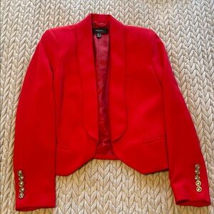 Mango Vibrant Red Blazer with Gold Buttons